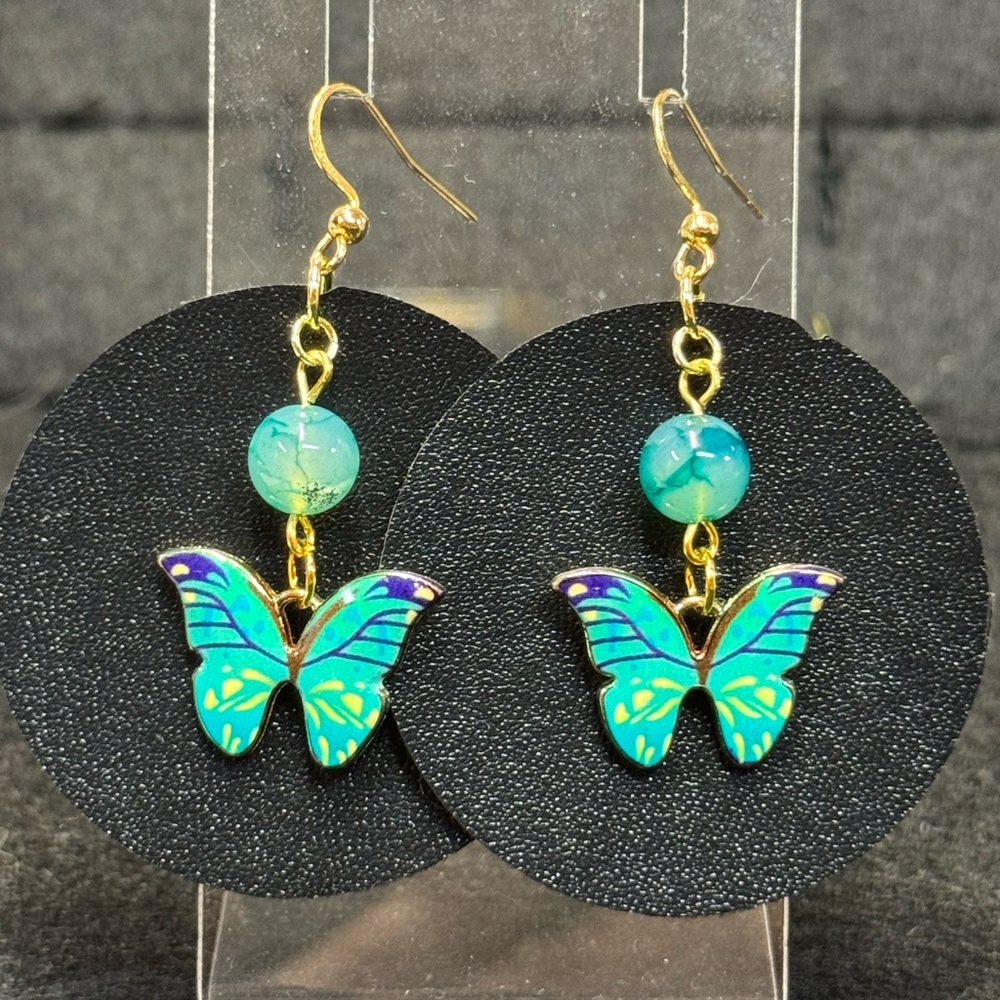 Butterfly Faux Leather Earrings